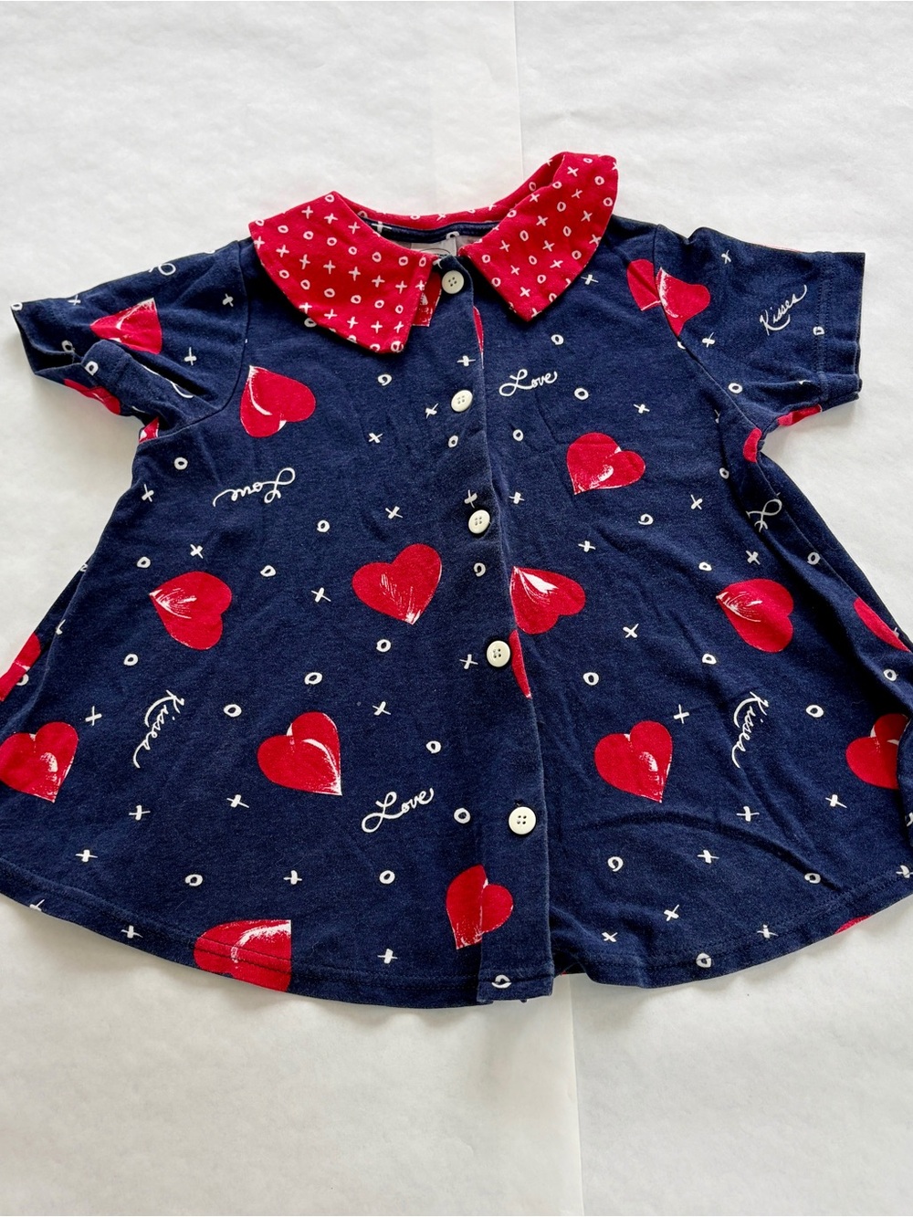 1990s EIEIO Navy Hearts Swing Dress Girls 6X